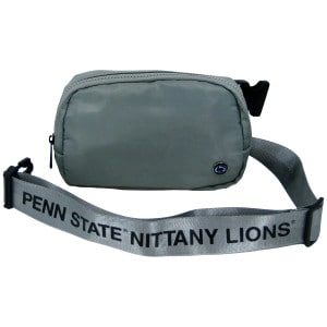 gray nylon belt bag, Athletic Logo medallion, Penn State Nittany Lions on belt